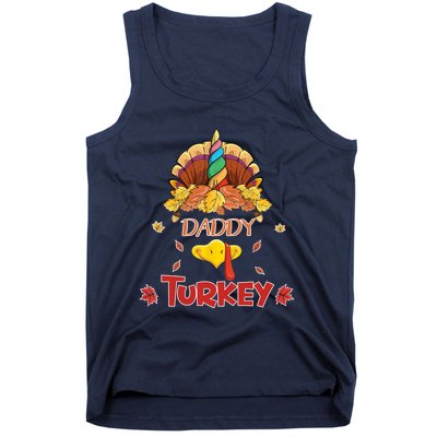 Funny Cute Unicorn Daddy Turkey Face Gift Turkey Family Gift Tank Top