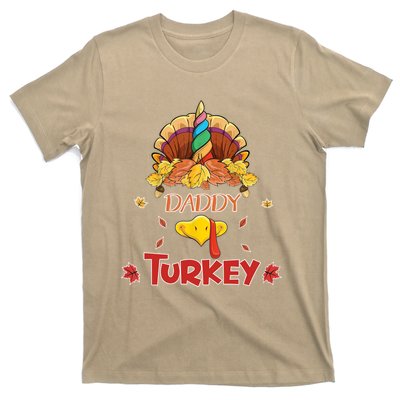 Funny Cute Unicorn Daddy Turkey Face Gift Turkey Family Gift T-Shirt