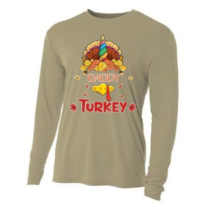 Funny Cute Unicorn Daddy Turkey Face Gift Turkey Family Gift Cooling Performance Long Sleeve Crew