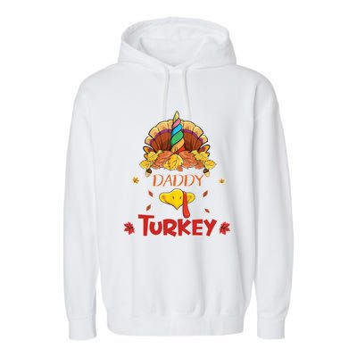 Funny Cute Unicorn Daddy Turkey Face Gift Turkey Family Gift Garment-Dyed Fleece Hoodie