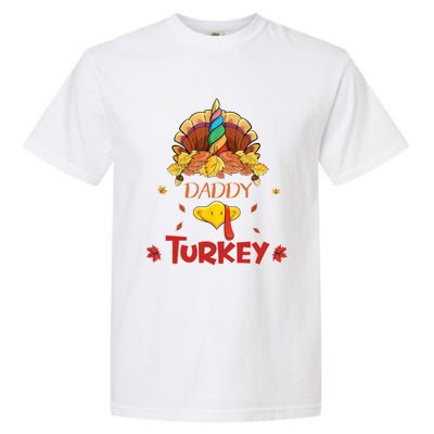 Funny Cute Unicorn Daddy Turkey Face Gift Turkey Family Gift Garment-Dyed Heavyweight T-Shirt