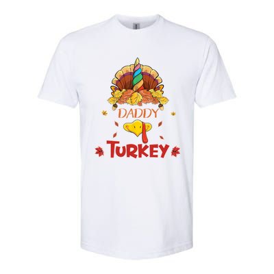 Funny Cute Unicorn Daddy Turkey Face Gift Turkey Family Gift Softstyle® CVC T-Shirt