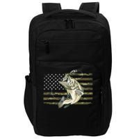 Fishing Camouflage Us American Flag Bass Fish Fisherman Camo Impact Tech Backpack