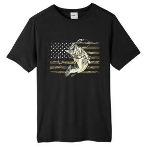 Fishing Camouflage Us American Flag Bass Fish Fisherman Camo Tall Fusion ChromaSoft Performance T-Shirt