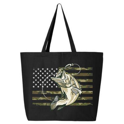 Fishing Camouflage Us American Flag Bass Fish Fisherman Camo 25L Jumbo Tote
