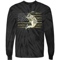 Fishing Camouflage Us American Flag Bass Fish Fisherman Camo Tie-Dye Long Sleeve Shirt