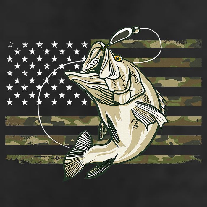 Fishing Camouflage Us American Flag Bass Fish Fisherman Camo Hat