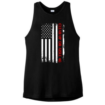 Funny Clean Up On Aisle 46 Anti Biden 2024 Ladies PosiCharge Tri-Blend Wicking Tank