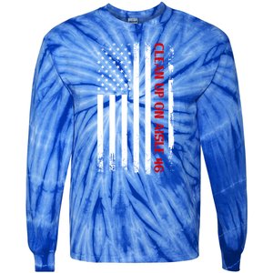 Funny Clean Up On Aisle 46 Anti Biden 2024 Tie-Dye Long Sleeve Shirt