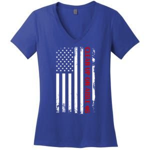 Funny Clean Up On Aisle 46 Anti Biden 2024 Women's V-Neck T-Shirt