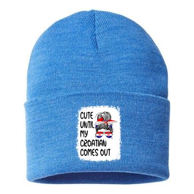 Funny Cute Until My Croatian Comes Out Cool Gift Sustainable Knit Beanie