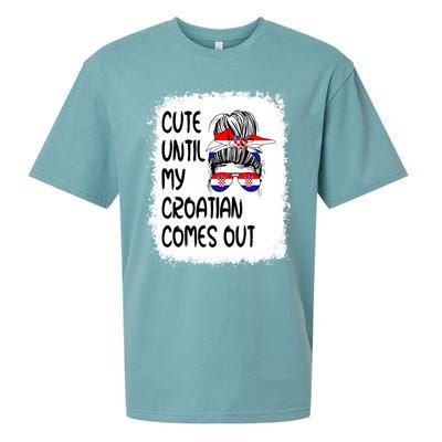 Funny Cute Until My Croatian Comes Out Cool Gift Sueded Cloud Jersey T-Shirt