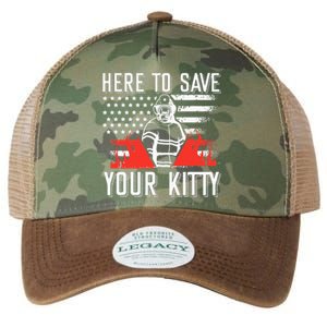 Firefighter Cat Usa American Flag Here To Save Your Kitty Legacy Tie Dye Trucker Hat