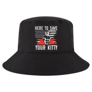 Firefighter Cat Usa American Flag Here To Save Your Kitty Cool Comfort Performance Bucket Hat