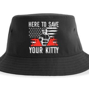 Firefighter Cat Usa American Flag Here To Save Your Kitty Sustainable Bucket Hat