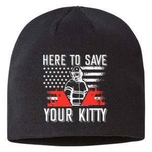 Firefighter Cat Usa American Flag Here To Save Your Kitty Sustainable Beanie