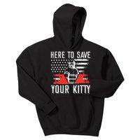 Firefighter Cat Usa American Flag Here To Save Your Kitty Kids Hoodie