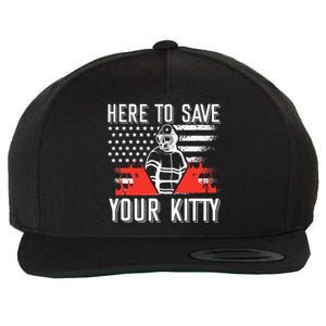 Firefighter Cat Usa American Flag Here To Save Your Kitty Wool Snapback Cap