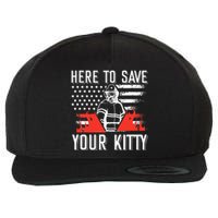 Firefighter Cat Usa American Flag Here To Save Your Kitty Wool Snapback Cap