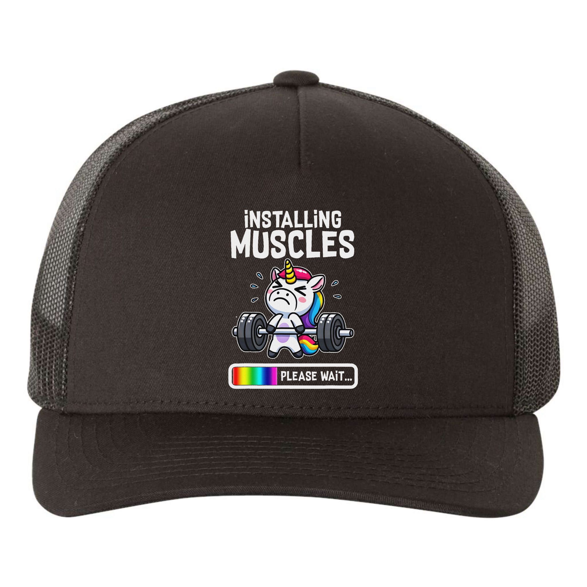 Funny Cute Unicorn Workout Gym Fitness Weightlifting Gift Yupoong Adult 5-Panel Trucker Hat