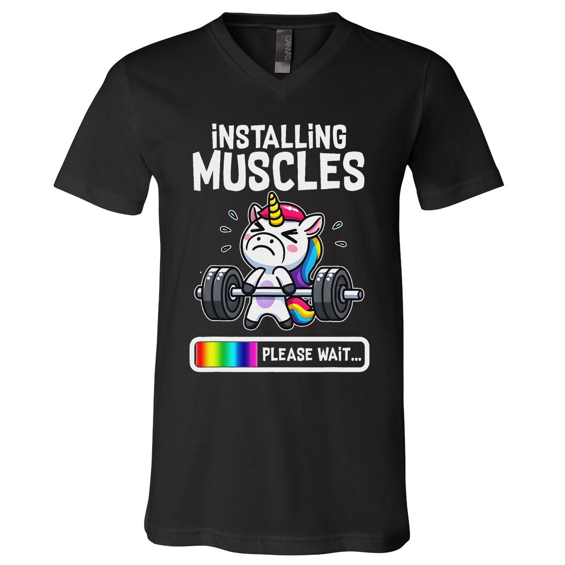 Funny Cute Unicorn Workout Gym Fitness Weightlifting Gift V-Neck T-Shirt