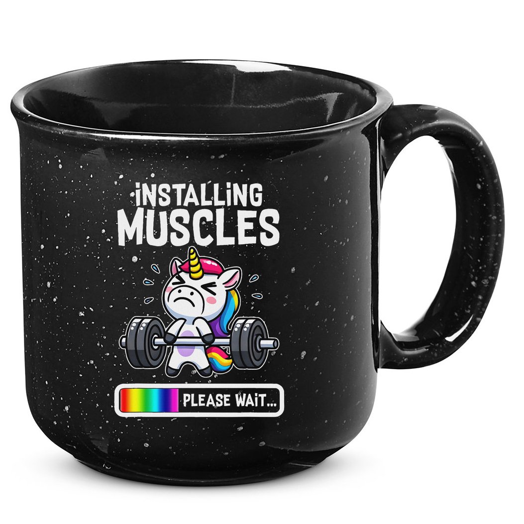 Funny Cute Unicorn Workout Gym Fitness Weightlifting Gift 15oz Campfire Ceramic Mug