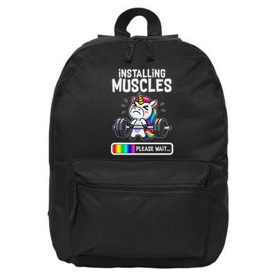 Funny Cute Unicorn Workout Gym Fitness Weightlifting Gift 16 in Basic Backpack