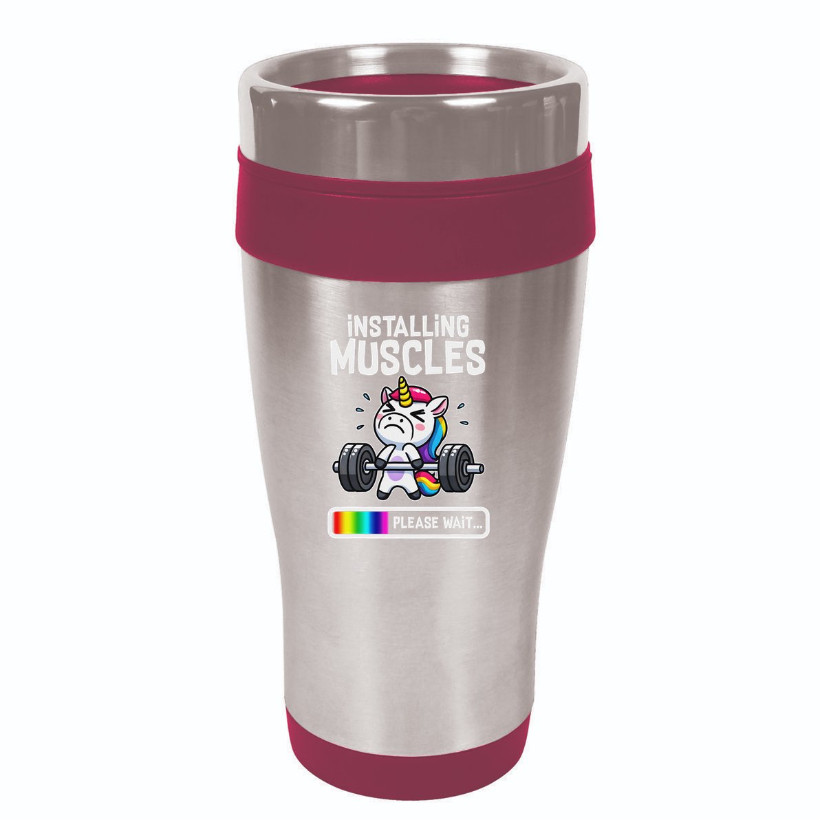 Funny Cute Unicorn Workout Gym Fitness Weightlifting Gift 16oz Travel Tumbler