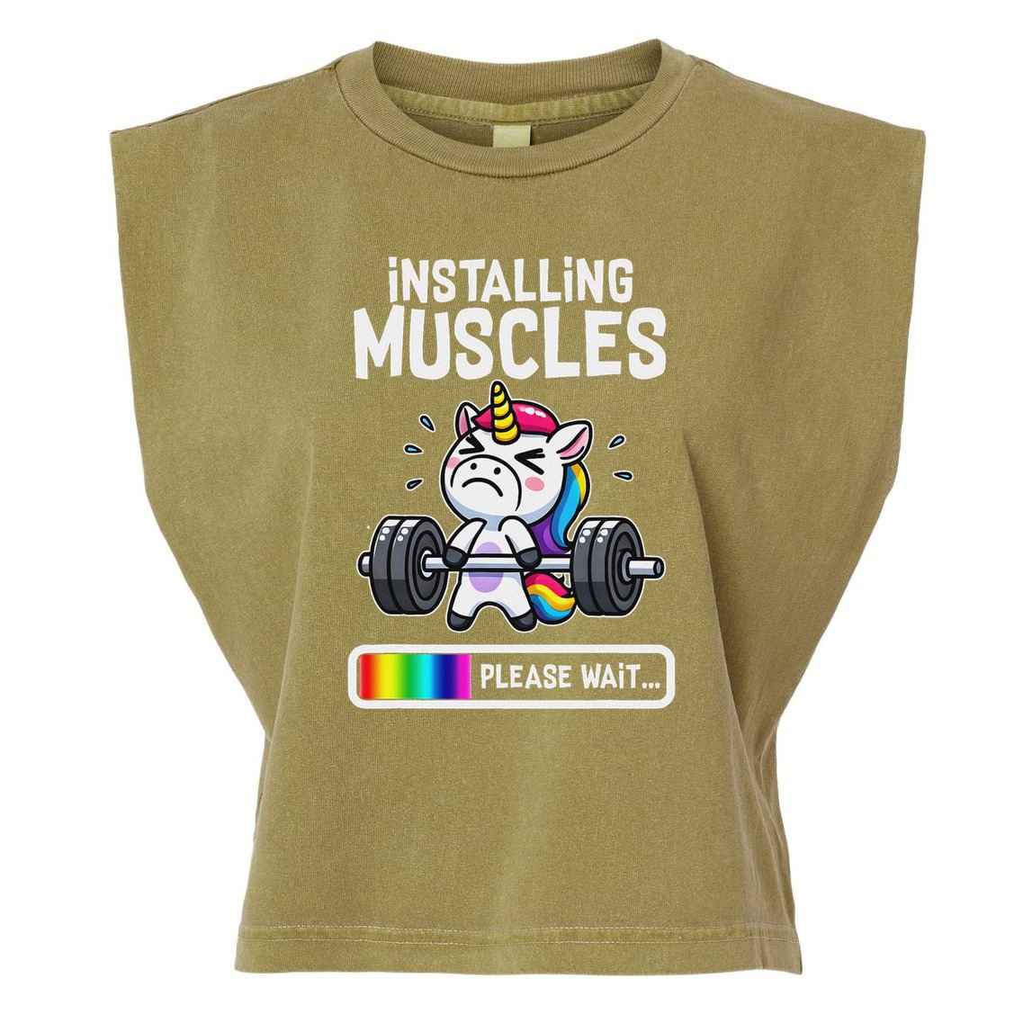 Funny Cute Unicorn Workout Gym Fitness Weightlifting Gift Garment-Dyed Women's Muscle Tee