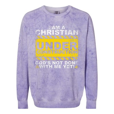 Funny Christian Under Construction Gift Catholic Colorblast Crewneck Sweatshirt