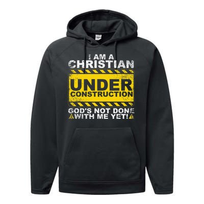 Funny Christian Under Construction Gift Catholic Performance Fleece Hoodie