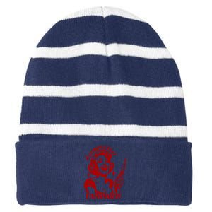 Funny Completely Unhinged Girl Striped Beanie with Solid Band