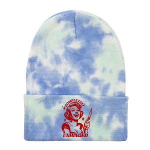 Funny Completely Unhinged Girl Tie Dye 12in Knit Beanie