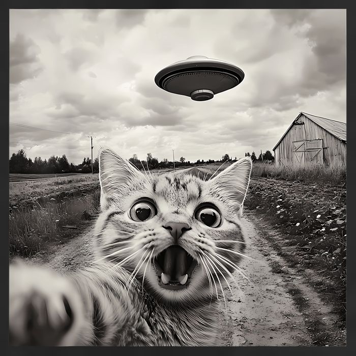 Funny Cat Ufo Alien Selfie Cool Comfort Performance Bucket Hat