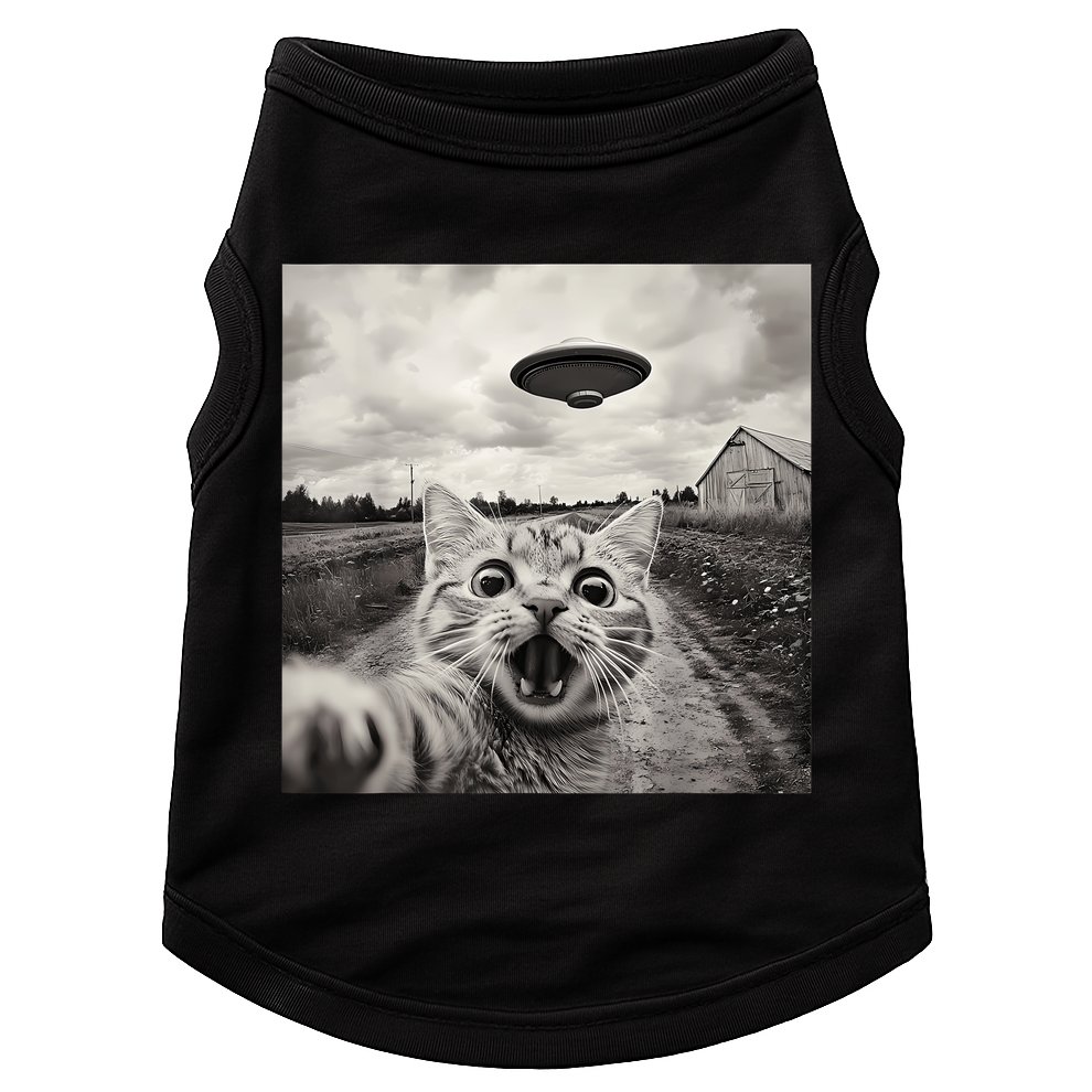 Funny Cat Ufo Alien Selfie Doggie Tank
