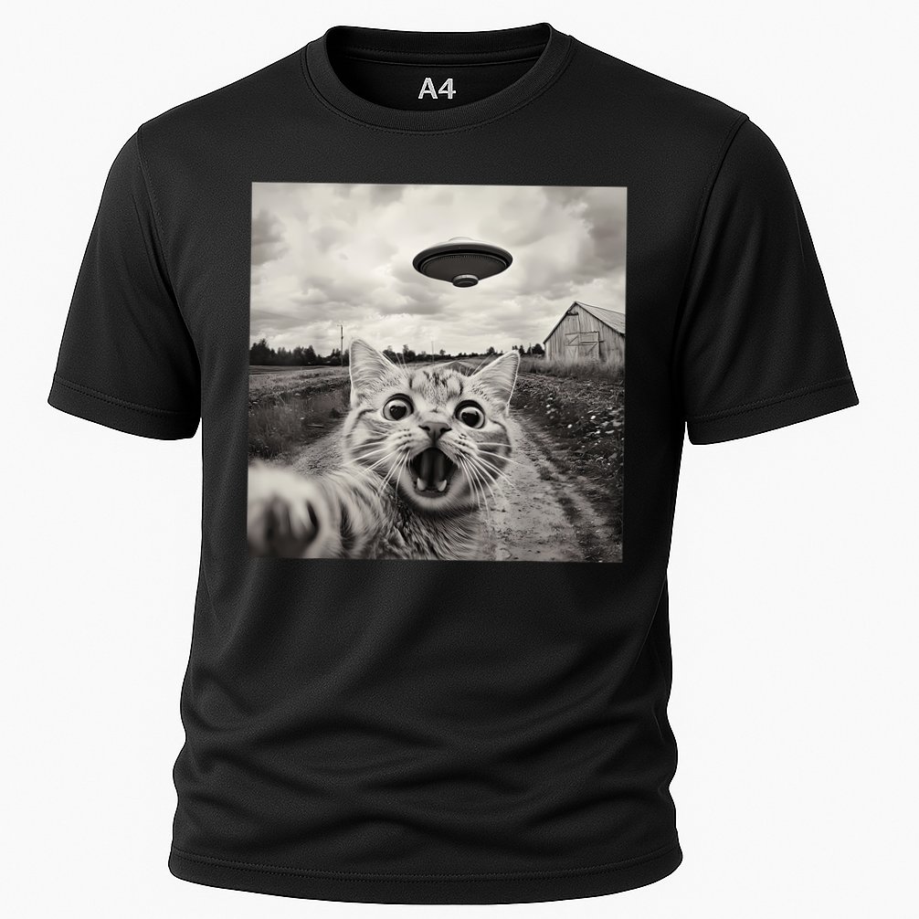 Funny Cat Ufo Alien Selfie Performance Shirt