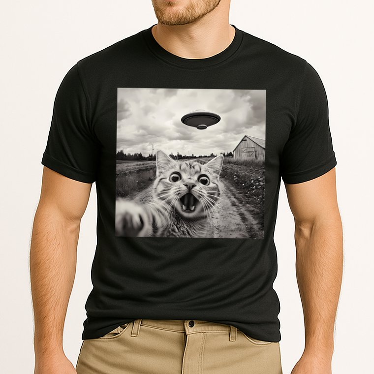 Funny Cat Ufo Alien Selfie Performance Shirt