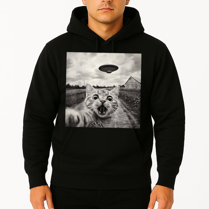 Funny Cat Ufo Alien Selfie Hoodie