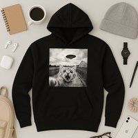 Funny Cat Ufo Alien Selfie Hoodie