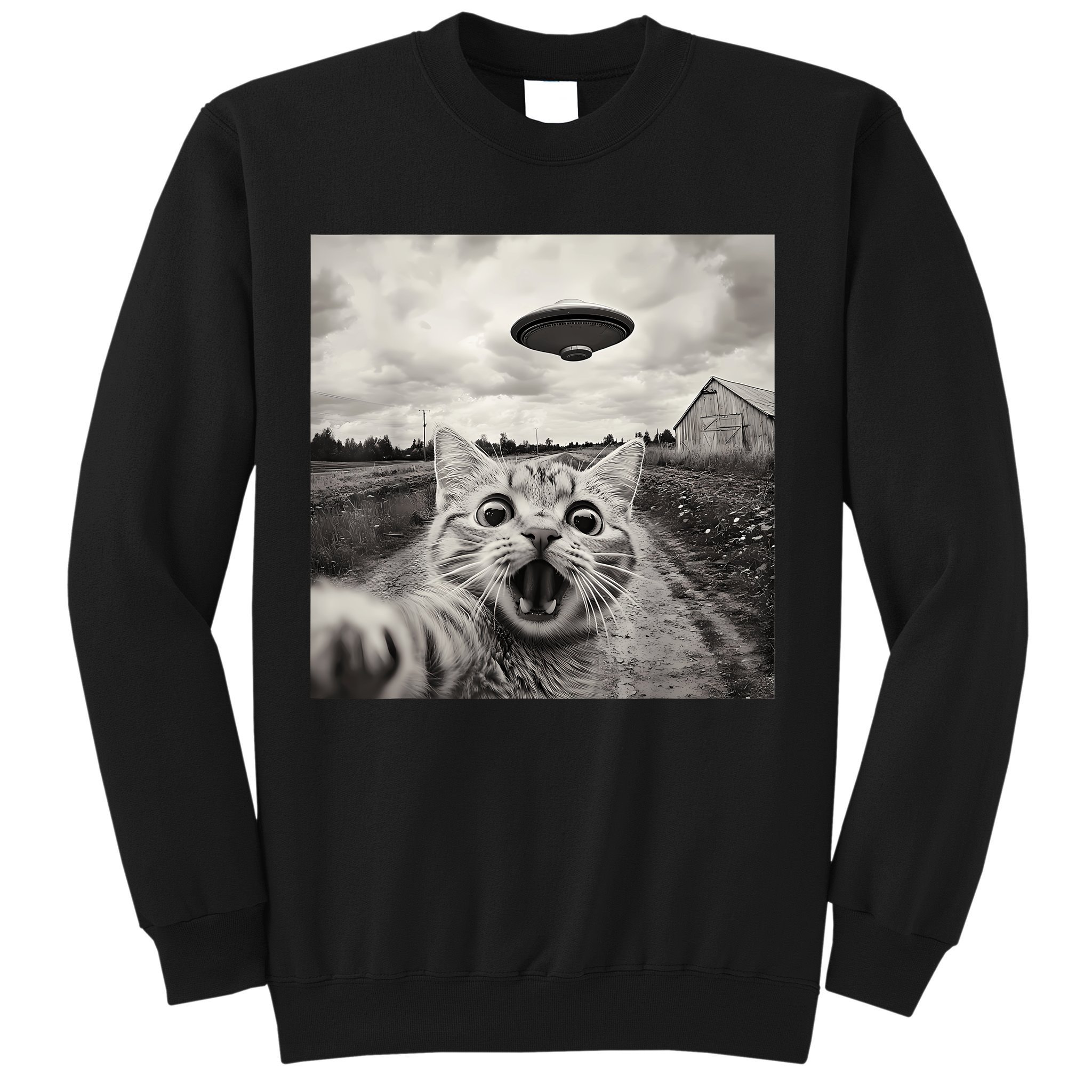 Funny Cat Ufo Alien Selfie Sweatshirt