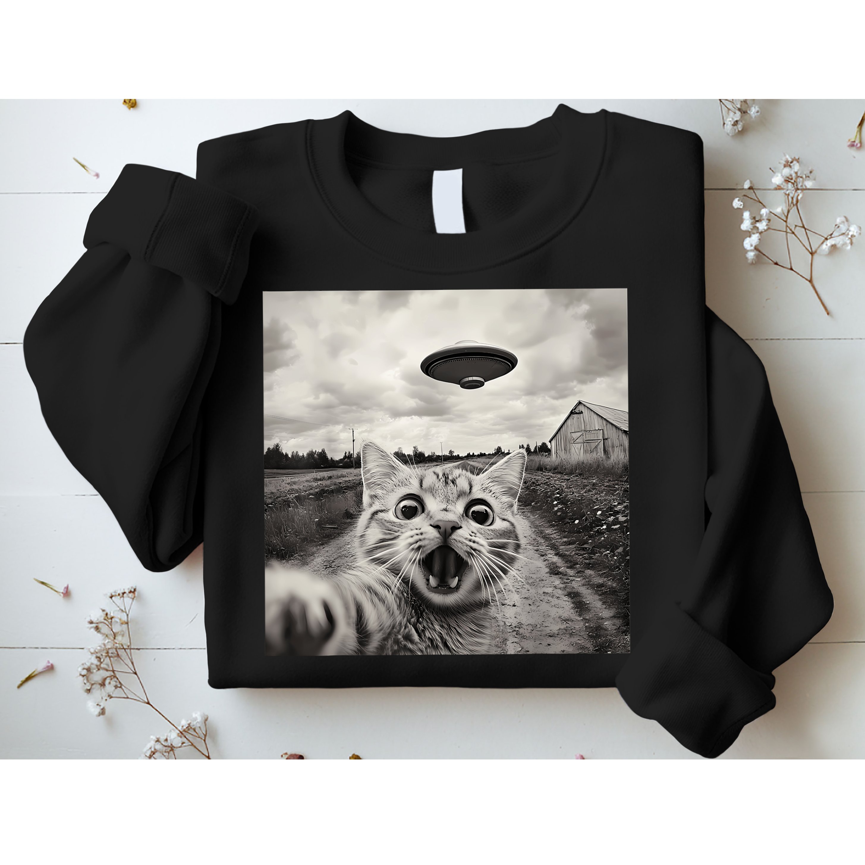 Funny Cat Ufo Alien Selfie Sweatshirt