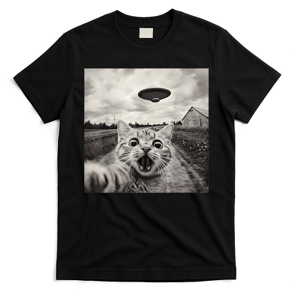 Funny Cat Ufo Alien Selfie T-Shirt