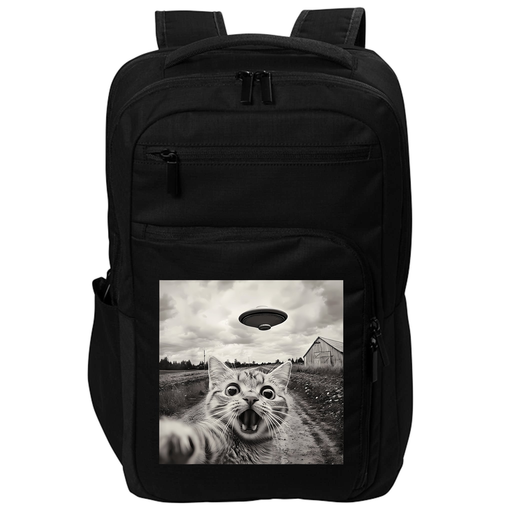 Funny Cat Ufo Alien Selfie Impact Tech Backpack