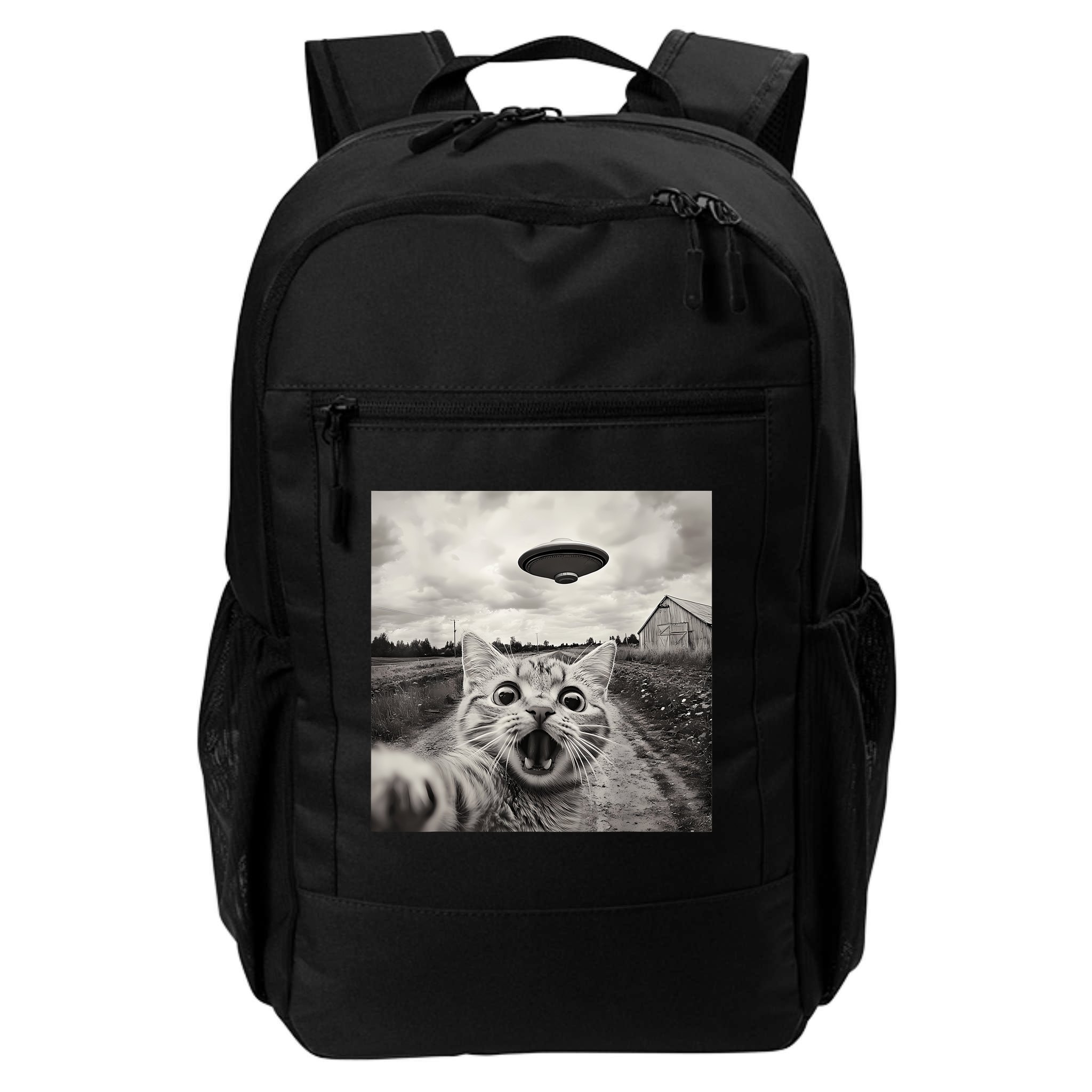 Funny Cat Ufo Alien Selfie Backpack