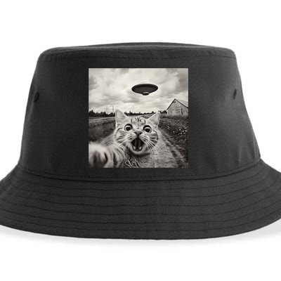 Funny Cat Ufo Alien Selfie Sustainable Bucket Hat