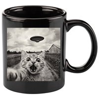 Funny Cat Ufo Alien Selfie 11oz C Handle Ceramic Mug