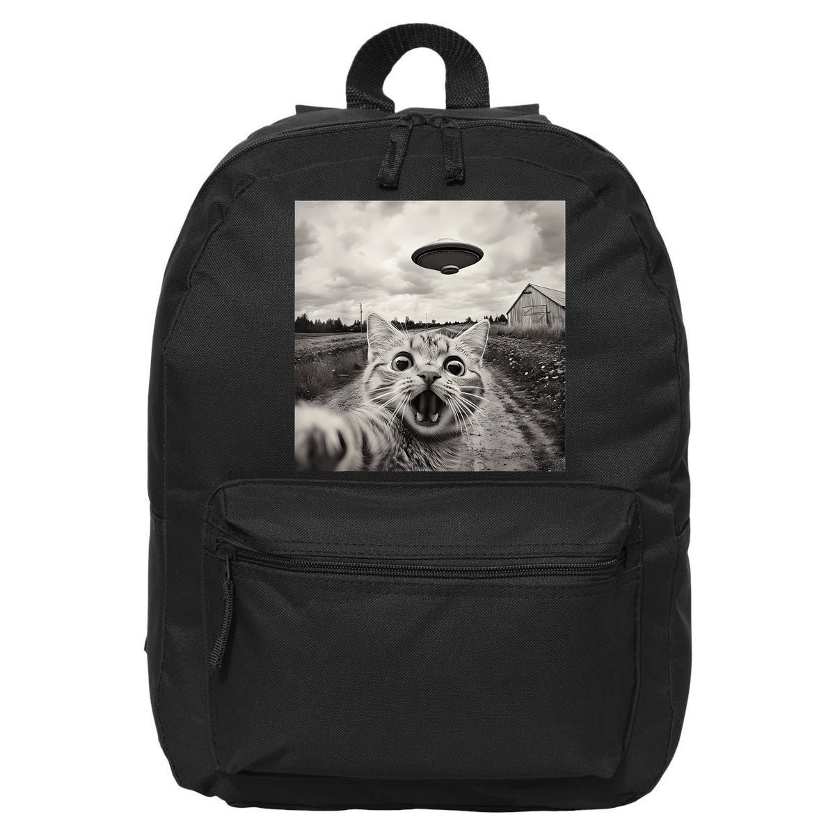 Funny Cat Ufo Alien Selfie 16 in Basic Backpack