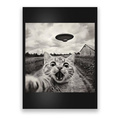 Funny Cat Ufo Alien Selfie Poster