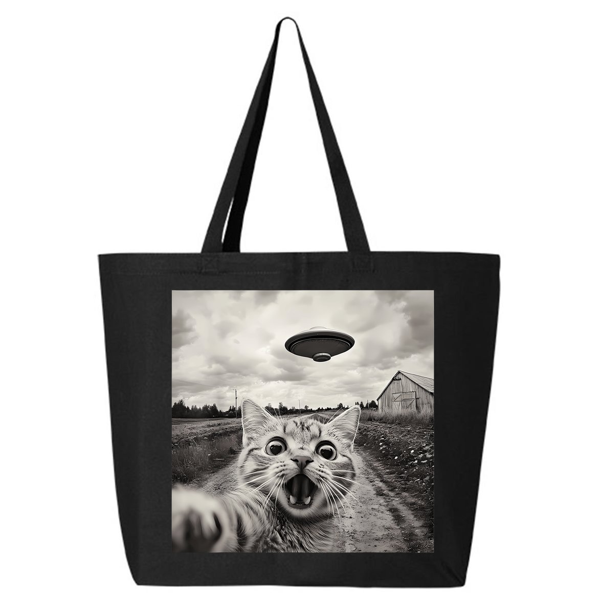 Funny Cat Ufo Alien Selfie 25L Jumbo Tote