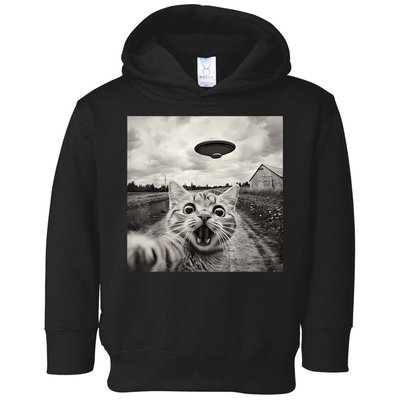 Funny Cat Ufo Alien Selfie Toddler Hoodie